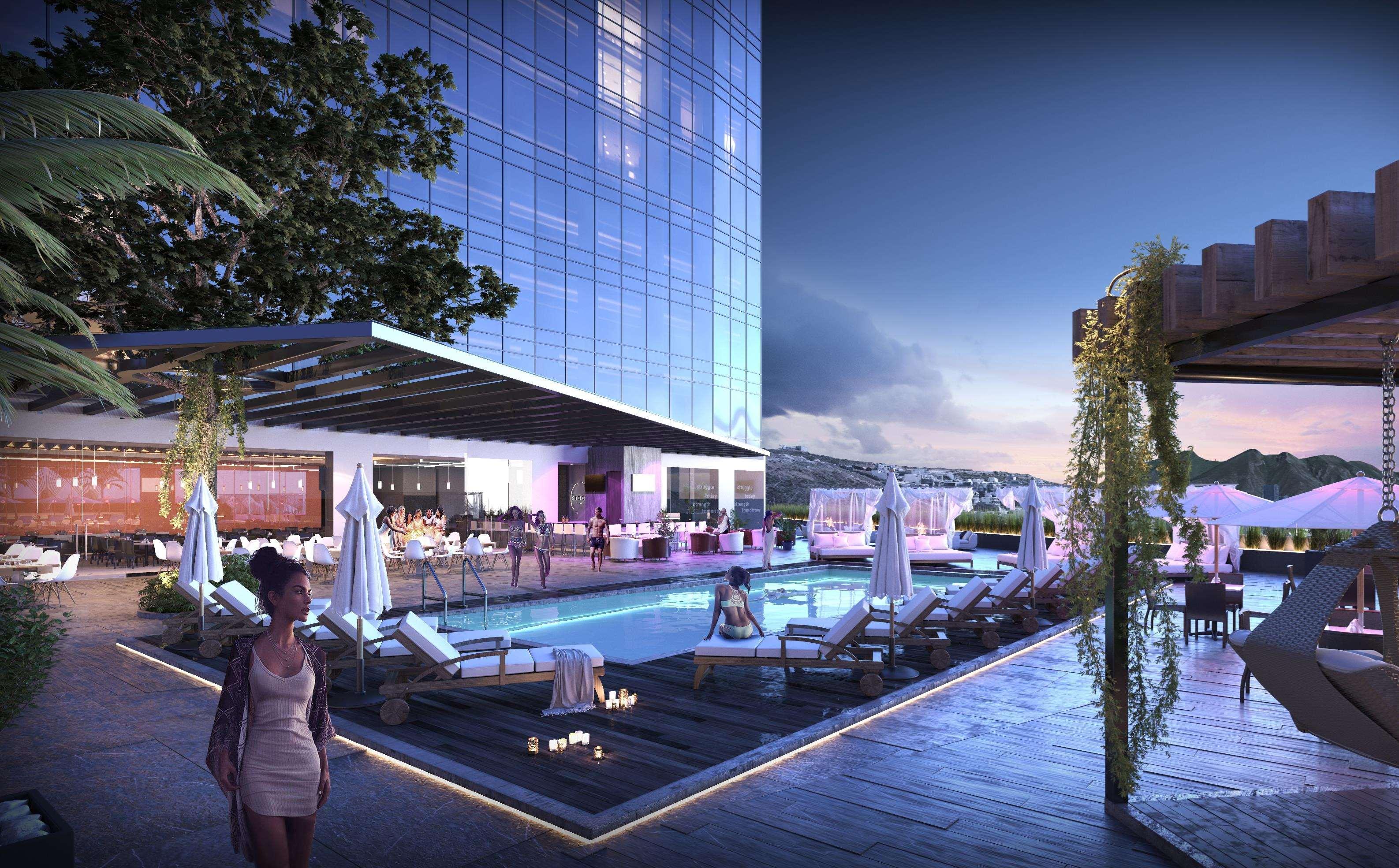 Camino Real Fashion Drive Monterrey Hotel San Pedro Garza Garcia Bagian luar foto The pool at the rooftop